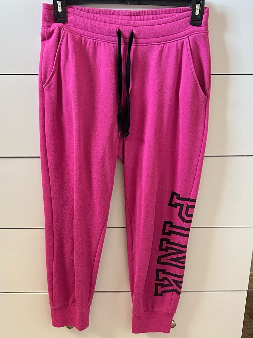 PINK Victoria's Secret Hot Pink Sweatshirt with Black Logo Tag